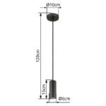 Lampă suspendată metal gri mat, aluminiu gri mat, cablu PVC negru, ø: 100mm, H: 1200mm, fără 1x GU10 25W 230V - imagine 4
