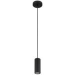 Lampă suspendată metal negru mat, aluminiu negru mat, cablu PVC negru, înălțimea poate fi scurtată, ø: 100mm, H: 1200mm, excl. 1x GU10 25W 230V - imagine 3