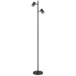Lampă de podea metal gri mat, aluminiu gri mat, cablu PVC negru, întrerupător cu pedală în cablu, LxLxA: 270x220x1580mm, lungime cablu 1800mm, fără 2x GU10 LED 5W 230V - imagine 3
