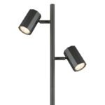 Lampă de podea metal gri mat, aluminiu gri mat, cablu PVC negru, întrerupător cu pedală în cablu, LxLxA: 270x220x1580mm, lungime cablu 1800mm, fără 2x GU10 LED 5W 230V - imagine 4