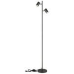 Lampă de podea metal gri mat, aluminiu gri mat, cablu PVC negru, întrerupător cu pedală în cablu, LxLxA: 270x220x1580mm, lungime cablu 1800mm, fără 2x GU10 LED 5W 230V - imagine 5