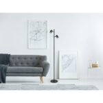 Lampă de podea metal gri mat, aluminiu gri mat, cablu PVC negru, întrerupător cu pedală în cablu, LxLxA: 270x220x1580mm, lungime cablu 1800mm, fără 2x GU10 LED 5W 230V