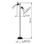 Lampă de podea metal negru mat, aluminiu negru mat, cablu PVC negru, comutator cu pedală în cablu, LxLxA: 270x220x1580mm, lungime cablu 1800mm, excl. 2x GU10 LED 5W 230V - imagine 6