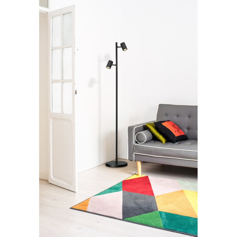 james-57918sb-g29613-6 Lampă de podea metal negru mat, aluminiu negru mat, cablu PVC negru, comutator cu pedală în cablu, LxLxA: 270x220x1580mm, lungime cablu 1800mm, excl. 2x GU10 LED 5W 230V - imagine 1