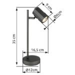 Veioză James, Gri mat, LED 5W, L165xH350mm, Globo - imagine 6