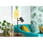 Lampă de masă metal negru mat, aluminiu negru mat, cablu PVC negru, comutator basculant pe cablu, LxLxA: 165x120x350mm, lungime cablu 1500mm, excl. 1x GU10 LED 5W 230V - imagine 2
