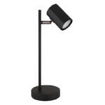 Lampă de masă metal negru mat, aluminiu negru mat, cablu PVC negru, comutator basculant pe cablu, LxLxA: 165x120x350mm, lungime cablu 1500mm, excl. 1x GU10 LED 5W 230V - imagine 3