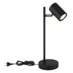 Lampă de masă metal negru mat, aluminiu negru mat, cablu PVC negru, comutator basculant pe cablu, LxLxA: 165x120x350mm, lungime cablu 1500mm, excl. 1x GU10 LED 5W 230V - imagine 4