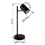 Lampă de masă metal negru mat, aluminiu negru mat, cablu PVC negru, comutator basculant pe cablu, LxLxA: 165x120x350mm, lungime cablu 1500mm, excl. 1x GU10 LED 5W 230V - imagine 6