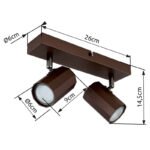 Spot metalic bronz mat, aluminiu bronz mat, LxLxA: 260x60x145mm, fără 2x GU10 25W 230V - imagine 6