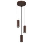 Lampă suspendată metal bronz mat, aluminiu bronz mat, cablu PVC negru, ø: 210mm, H: 1200mm, excl. 3x GU10 25W 230V - imagine 3