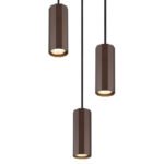 Lampă suspendată metal bronz mat, aluminiu bronz mat, cablu PVC negru, ø: 210mm, H: 1200mm, excl. 3x GU10 25W 230V - imagine 4
