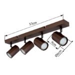 Spot metalic bronz mat, aluminiu bronz mat, LxLxA: 530x60x145mm, fără 4x GU10 25W 230V GU10 25W 230V - imagine 6
