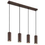 Lampă suspendată metal bronz mat, aluminiu bronz mat, cablu PVC negru, LxLxA: 610x60x1200mm, fără 4x GU10 25W 230V