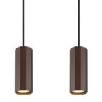 Lampă suspendată metal bronz mat, aluminiu bronz mat, cablu PVC negru, LxLxA: 610x60x1200mm, fără 4x GU10 25W 230V - imagine 5