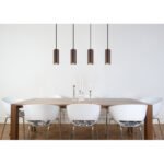 Lampă suspendată metal bronz mat, aluminiu bronz mat, cablu PVC negru, LxLxA: 610x60x1200mm, fără 4x GU10 25W 230V