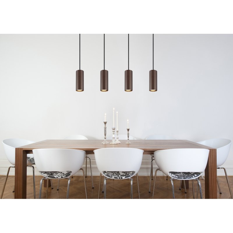 james-57919-4h-g28922-6 Lampă suspendată metal bronz mat, aluminiu bronz mat, cablu PVC negru, LxLxA: 610x60x1200mm, fără 4x GU10 25W 230V - imagine 1