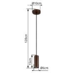 Lampă suspendată metal bronz mat, aluminiu bronz mat, cablu PVC negru, ø: 100mm, H: 1200mm, excl. 1x GU10 25W 230V - imagine 4