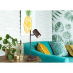 Lampă de masă din metal bronz mat, aluminiu bronz mat, cablu PVC negru, întrerupător pe cablu, LxLxA: 165x120x350 mm, lungime cablu 1500 mm, fără 1x GU10 LED 5W 230V - imagine 2