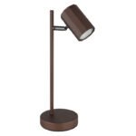 Lampă de masă din metal bronz mat, aluminiu bronz mat, cablu PVC negru, întrerupător pe cablu, LxLxA: 165x120x350 mm, lungime cablu 1500 mm, fără 1x GU10 LED 5W 230V - imagine 3