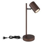 Lampă de masă din metal bronz mat, aluminiu bronz mat, cablu PVC negru, întrerupător pe cablu, LxLxA: 165x120x350 mm, lungime cablu 1500 mm, fără 1x GU10 LED 5W 230V - imagine 4