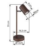 Lampă de masă din metal bronz mat, aluminiu bronz mat, cablu PVC negru, întrerupător pe cablu, LxLxA: 165x120x350 mm, lungime cablu 1500 mm, fără 1x GU10 LED 5W 230V - imagine 5
