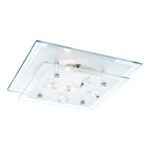 Plafoniera, crom, sticlă, cristale K5 transparente, LxWxH: 240x240x85, excl 1xE27 ILLU 60W 230V