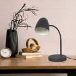 Lampă de masă metal negru, comutator basculant pe cablu, Flexo, LxA: 150x400mm, lungime cablu 1500mm, excl. 1x E14 25W 230V