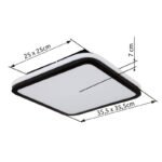 Plafonieră metal negru mat, alb acrilic, reglabil, mai multe niveluri prin comutator de perete, efect curcubeu RGB, funcție de memorie, telecomandă, L x l x I: 355x355x70mm, LED 40W+RGB 5W 230V, sursă 425-4250lm, ieșire 200-2000lm, CCT 2700-6500K - imagine 6