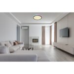 Plafonieră metal negru mat, alb, alb acrilic, reglabil, mai multe niveluri prin comutator de perete, efect curcubeu RGB, memorie, telecomandă, ø: 450mm, I: 70mm, LED 40W+RGB 5W  230V, 425-4250lm Sursă, 200-2000lm Ieșire, CCT 2700-6500K - imagine 2