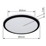 Plafonieră metal negru mat, alb, alb acrilic, reglabil, mai multe niveluri prin comutator de perete, efect curcubeu RGB, memorie, telecomandă, ø: 450mm, I: 70mm, LED 40W+RGB 5W  230V, 425-4250lm Sursă, 200-2000lm Ieșire, CCT 2700-6500K - imagine 6
