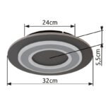 Plafoniera plastic antracit periat, metal gri periat, acrilic opal, ø: 320mm, H: 55mm, incl LED 24W 230V, sursa 2400lm, iesire 710lm, 3000K. - imagine 6