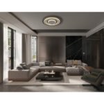 Plafonieră metal antracit periat, metal gri periat, acrilic opal, ø: 480mm, H: 52mm, incl. LED 40W 230V, sursă 3700lm, ieșire 1100lm, 3000K - imagine 2