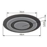 Plafonieră metal antracit periat, metal gri periat, acrilic opal, ø: 480mm, H: 52mm, incl. LED 40W 230V, sursă 3700lm, ieșire 1100lm, 3000K - imagine 6