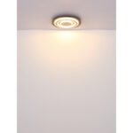 Plafonieră metal negru mat, MDF maro închis periat, metal șampanie periat, acril opal, ø: 320mm, H: 55mm, incl. LED 24W 230V, sursă 2100lm, ieșire 710lm, 3000K - imagine 5