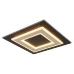 Plafonieră metal negru mat, MDF maro închis periat, metal șampanie periat, acril opal, LxLxA: 320x320x55mm, incl. LED 24W 230V, sursă 2200lm, ieșire 680lm, 3000K