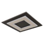 Plafonieră metal negru mat, MDF maro închis periat, metal șampanie periat, acril opal, LxLxA: 320x320x55mm, incl. LED 24W 230V, sursă 2200lm, ieșire 680lm, 3000K - imagine 3