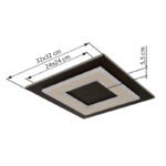 Plafonieră metal negru mat, MDF maro închis periat, metal șampanie periat, acril opal, LxLxA: 320x320x55mm, incl. LED 24W 230V, sursă 2200lm, ieșire 680lm, 3000K - imagine 5
