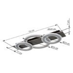 Plafoniera plastic antracit periat, metal gri periat, acril opal, LxLxA: 730x350x70mm, incl. LED 50W 230V, sursa 4700lm, iesire 2300lm, 3000K. - imagine 6