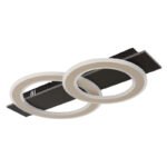 Plafonieră metal negru mat, MDF maro închis periat, metal șampanie periat, acril opal, LxLxH: 630x350x70mm, inel DM: 1 x 35 cm și 29 cm fiecare, incl. LED 40W 230V, sursă 3800lm, ieșire 2000lm, 3000K - imagine 3