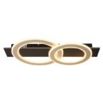 Plafonieră metal negru mat, MDF maro închis periat, metal șampanie periat, acril opal, LxLxH: 630x350x70mm, inel DM: 1 x 35 cm și 29 cm fiecare, incl. LED 40W 230V, sursă 3800lm, ieșire 2000lm, 3000K - imagine 4