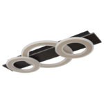 Plafonieră metal negru mat, MDF maro închis periat, metal șampanie periat, acril opal, LxLxH: 730x350x70mm, Inel-DM: 1 x 35 cm, 2 x 24 cm, incl. LED 50W 230V, sursă 4700lm, ieșire 2300lm, 3000K - imagine 3