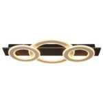 Plafonieră metal negru mat, MDF maro închis periat, metal șampanie periat, acril opal, LxLxH: 730x350x70mm, Inel-DM: 1 x 35 cm, 2 x 24 cm, incl. LED 50W 230V, sursă 4700lm, ieșire 2300lm, 3000K - imagine 4