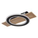 Plafonieră, plastic cu efect de lemn întunecat, metal negru mat, acrilic opal, LxLxH: 440x290x52mm, inclusiv LED 18W 230V, sursă 1740lm, ieșire 1000lm, 3000K - imagine 3