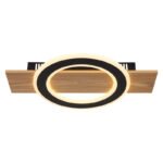 Plafonieră, plastic cu efect de lemn întunecat, metal negru mat, acrilic opal, LxLxH: 440x290x52mm, inclusiv LED 18W 230V, sursă 1740lm, ieșire 1000lm, 3000K - imagine 4