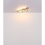 Plafonieră, plastic cu efect de lemn întunecat, metal negru mat, acrilic opal, LxLxH: 440x290x52mm, inclusiv LED 18W 230V, sursă 1740lm, ieșire 1000lm, 3000K - imagine 6