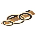 Plafonieră, plastic cu efect de lemn închis, metal negru mat, acrilic opal, LxLxA: 730x350x70mm, 3 abajururi: DM 35cm / 2x24cm, inclusiv LED 50W 230V, sursă 4700lm, ieșire 2300lm, 3000K