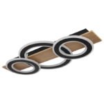 Plafonieră, plastic cu efect de lemn închis, metal negru mat, acrilic opal, LxLxA: 730x350x70mm, 3 abajururi: DM 35cm / 2x24cm, inclusiv LED 50W 230V, sursă 4700lm, ieșire 2300lm, 3000K - imagine 3