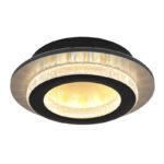 Plafonieră, metal negru mat, plastic auriu mat, plastic cristale transparente, plastic negru mat, mai multe niveluri prin comutator de perete, funcție de memorie, ø: 200mm, H: 55mm, incl. LED 12W 230V, sursă 1400lm, ieșire 470lm, CCT 3000/4000/6500K