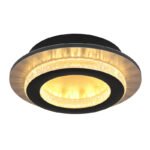 Plafonieră, metal negru mat, plastic auriu mat, plastic cristale transparente, plastic negru mat, mai multe niveluri prin comutator de perete, funcție de memorie, ø: 200mm, H: 55mm, incl. LED 12W 230V, sursă 1400lm, ieșire 470lm, CCT 3000/4000/6500K - imagine 5